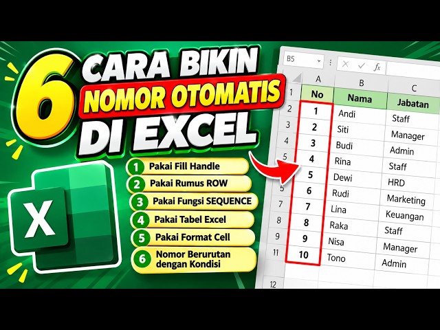 Cara mudah bikin nomor urut di excel