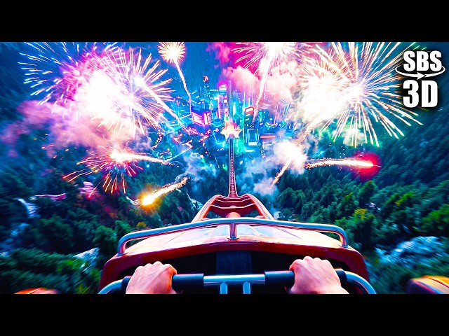 VR Roller Coaster in the Magical Fireworks Village VR Videos