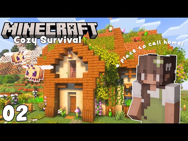 Building a Cozy Starter House | Cozy Minecraft Survival Let's Play - Ep. 02 🐝