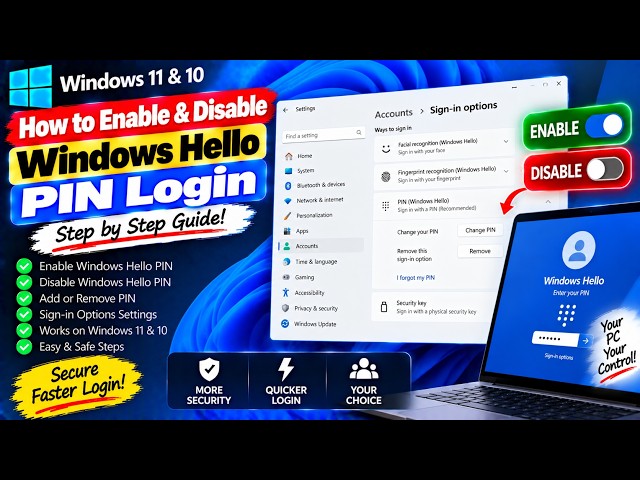 How to Enable & Disable Windows Hello PIN Login in Windows 11 & 10