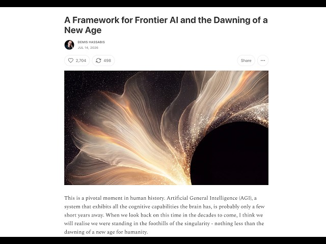A Framework for Frontier AI and the Dawning of a New Age | Demis Hassabis