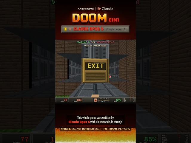 Claude Opus 5 created a clone of Doom E1M1 in a few minutes