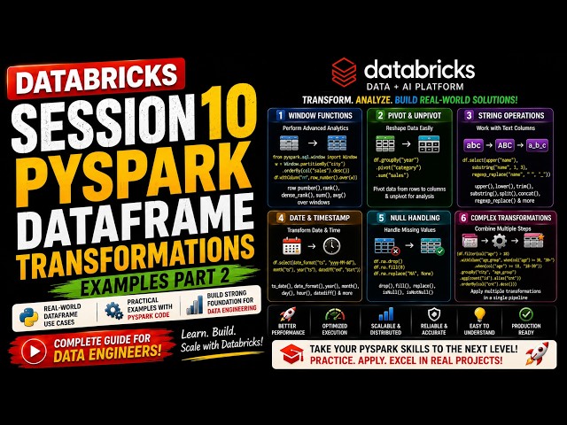 🔥 Databricks Session 10 :  PySpark DataFrame Transformations – Part 2 🔥  Practical Examples