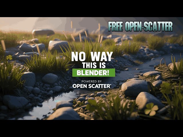 Blender Free Open Scatter Tutorial🌄 Realistic Rock 🪨 Grass Scattering🌱