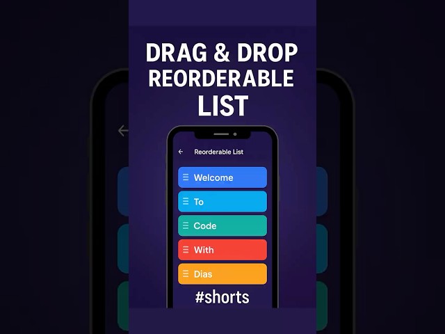Flutter Reorderable List (Smooth Drag & Drop) - UI Demo | Code With Dias #Shorts #animation
