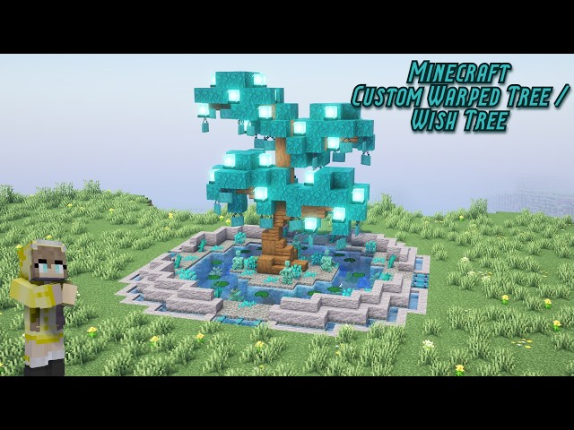 Minecraft | How To Build Custom Warped Tree Pond Design [Tutorial]