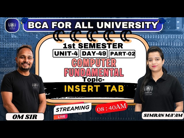 #bca Insert Tab | BCA 1st Semester | Computer Fundamentals | Unit 4 | Day 49 | Part - 02