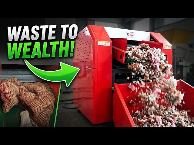 Clothes Cutting Machine in Action 🔥 Textile Waste Recycling Made Easy