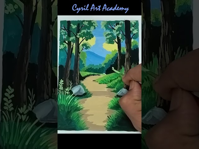Nature scenery painting with Gouache color Part03 | Gouache color painting  #painting  #nature
