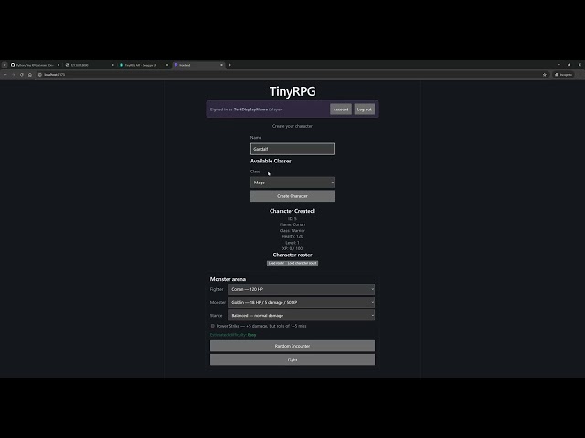 TinyRPG Full-Stack Project Demo | Python, FastAPI, React & TypeScript