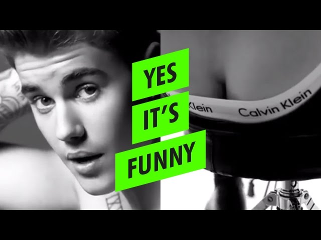 Justin Bieber drumming FAIL - Calvin Klein 'My Hands Hurt'