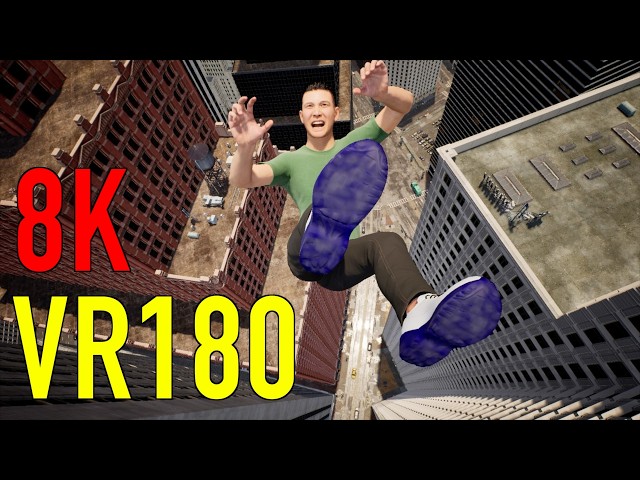 8K VR180 -A cinematic fall from the 70th floor- 3D Skyscraper