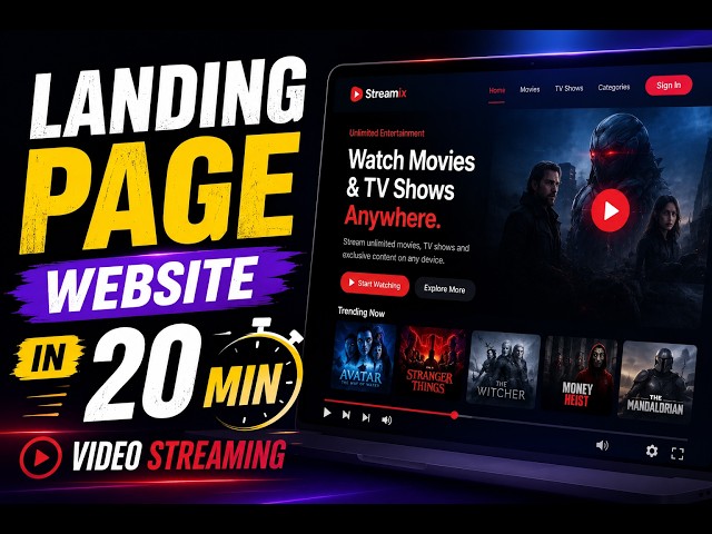 Build a Video Streaming Landing Page in 20 Minutes 🚀 | HTML CSS JS