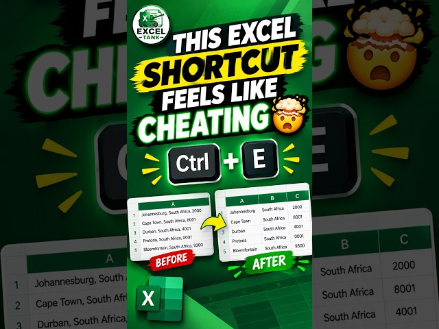 This Excel Shortcut Feels Like CHEATING 🤯 Ctrl + E | Split text