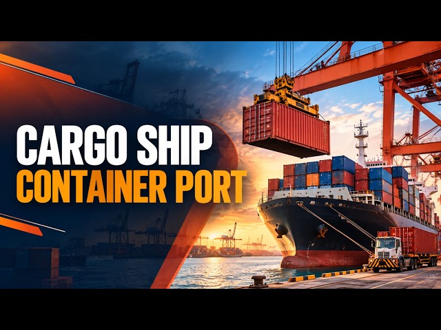 Cargo Ship Container Port PowerPoint Presentation  Shipping & Logistics