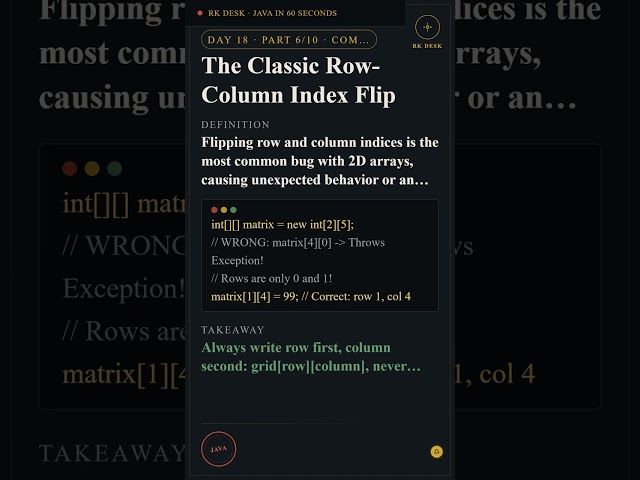 Day 18 Pt 6/10: The Classic Row-Column Index Flip #Shorts