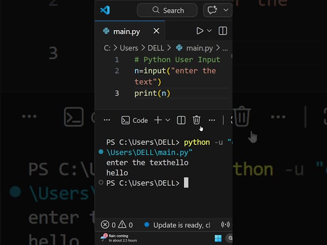PYTHON :Working with USER INPUT