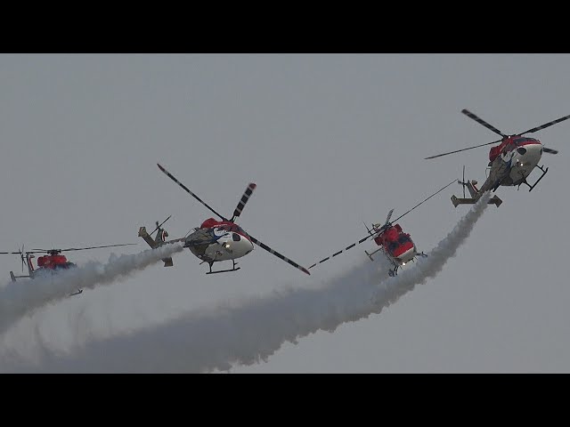Indian Air Force - Sarang display team perform at Dubai Air Show 2021