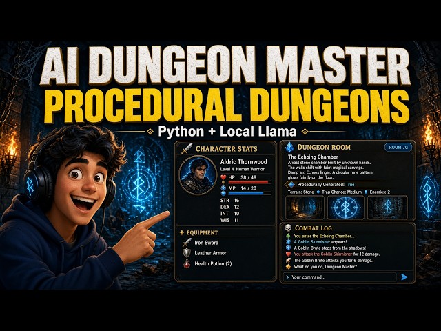 Build an AI Dungeon Master RPG with Procedural Dungeons in Python (Local Llama)