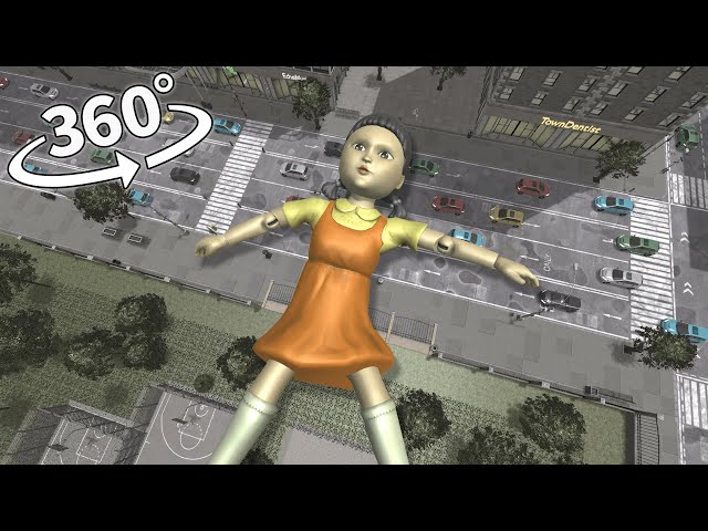 Squid Game Young-Hee appear in the city 360° VR