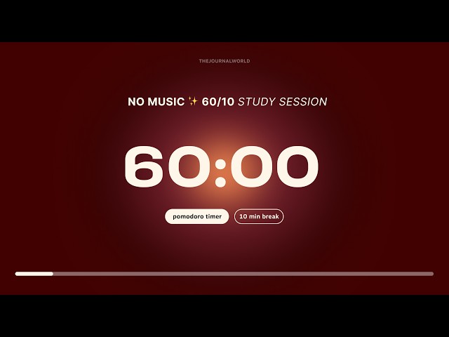 4h 40 min Aesthetic Pomodoro Timer for Studying 📓 60 Min Focus + 10 Min Breaks | Study With Me