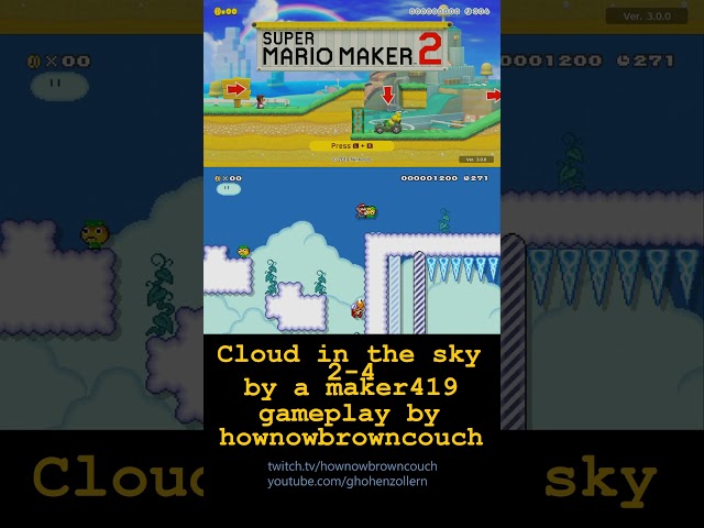#Shorts #SMM2 Cloud in the sky 2-4 Course Clear Video Former World Record