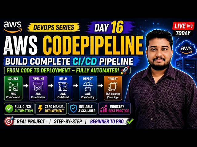 AWS CodePipeline Full CI/CD Project | Day 16 | CodeCommit → CodeBuild → CodeDeploy → EC2