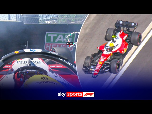 Chaos as Lewis Hamilton crashes and tries to drive back to pits! 💥
