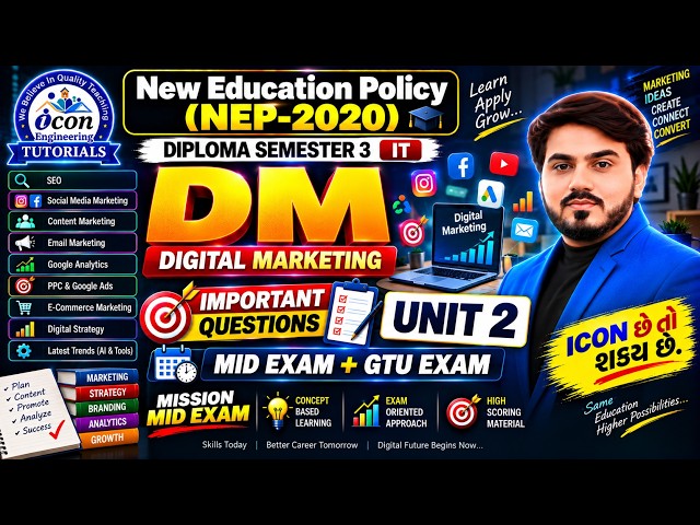 DIGITAL MARKETING (DM) SEM 3 IT || UNIT 2 || IMPORTANT QUESTION || MID + GTU EXAM #gtu