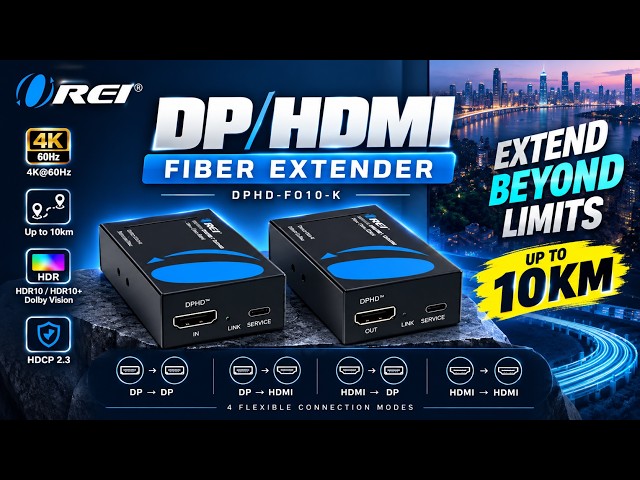 Extend DisplayPort & HDMI Up to 10km | OREI 4K Fiber Extender