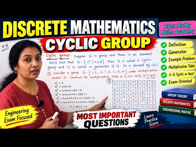 Discrete Mathematics | Cyclic Group Most Important Question 🔥 | Generator & Multiplication Table
