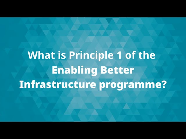 What is principle 1 of the Enabling Better Infrastructure programme? | ICE