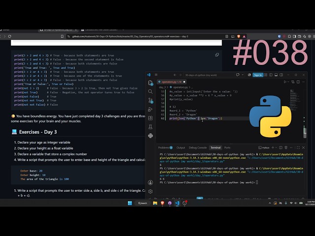 Day 38 of coding everyday until I get a job (in backend) | 30 days of python day 3 part 2