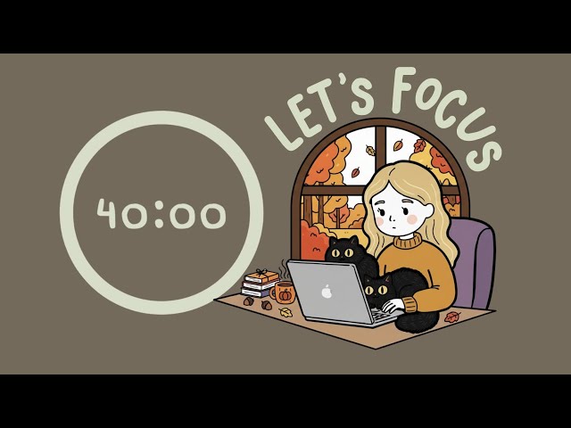 2-HOUR STUDY WITH ME | Cozy Autumn Morning Jazz | Pomodoro timer 2x40 | ADHD |Study & Work ♡