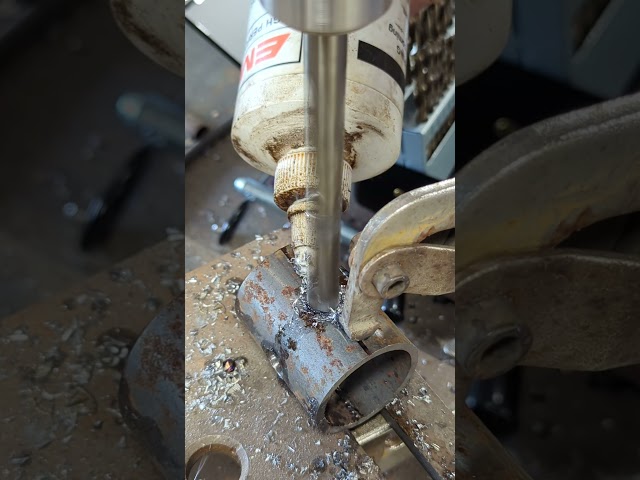 Drilling a hole.  #metalworking