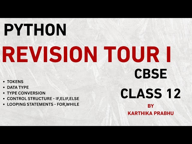 Class 12 CBSE CS || Python Revision Tour I || Tamil || One Shot