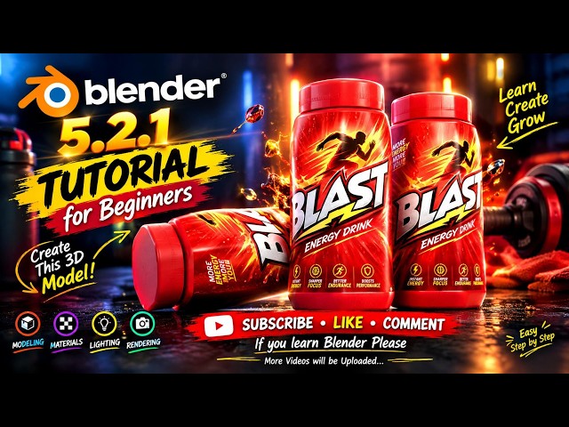 Blender 5.2.1 Tutorial for Beginners 🔥 | Create Your First 3D Model Step by Step!📽️003