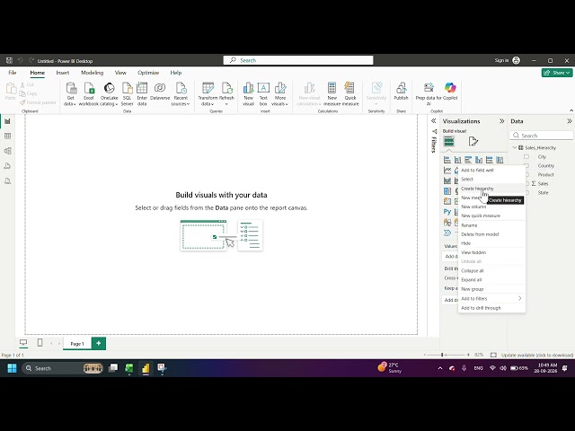 Power Bi Lab | Part B | Lab 6 | Drill-Down and Hierarchies