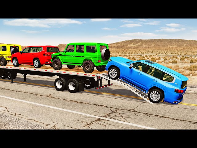 Flatbed Truck Mcqueen  | Transportation with Truck - Pothole vs Car #206  - BeamNG.Drive