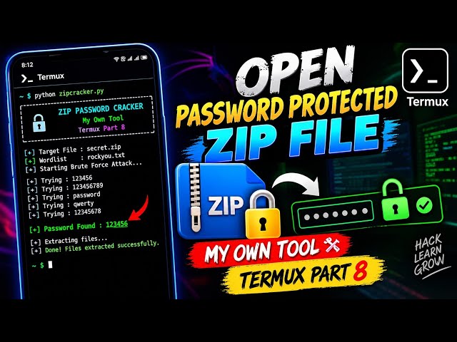 Open Password Protected ZIP File in Termux | My Own Tool 🔥 | Termux Part 8