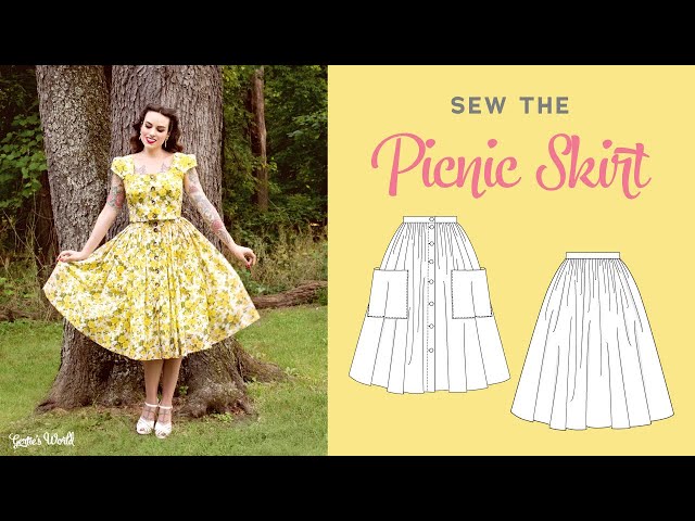 Gertie's Easy Picnic Skirt Sewing Tutorial for Beginners, Vintage Inspired Charm Skirt