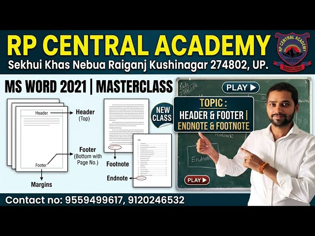 The Topic - Header & Footer, Endnote & Footnote in easy and simple way by Adarsh Sir (IT Teacher)🖥️.
