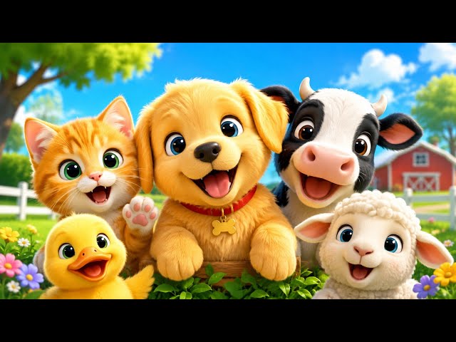 Animal Sounds for Kids 🐶🐱🐮 | Animal Sounds Song | Cute Animal Sounds Learn Wild & Farm Animals 