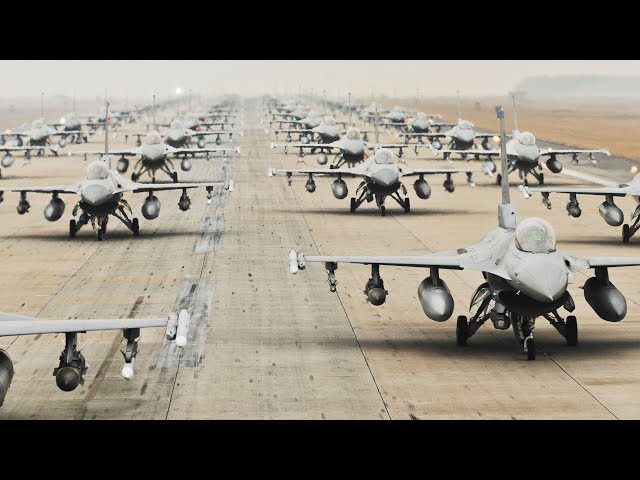 Showing off Air Force! F-16 Massive Elephant Walk