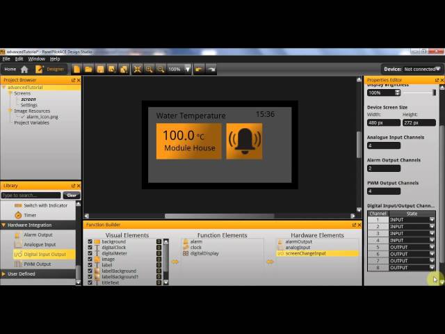 PanelPilotACE Tutorials: Advanced 2 - Digital I/O, Hardware Trigger and Change Screen