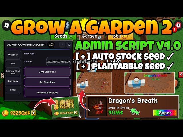 [🎁NEW] Grow a Garden 2 Script Plantabble Seed, AutoStock + Sheckles Generator V4.0 | Roblox