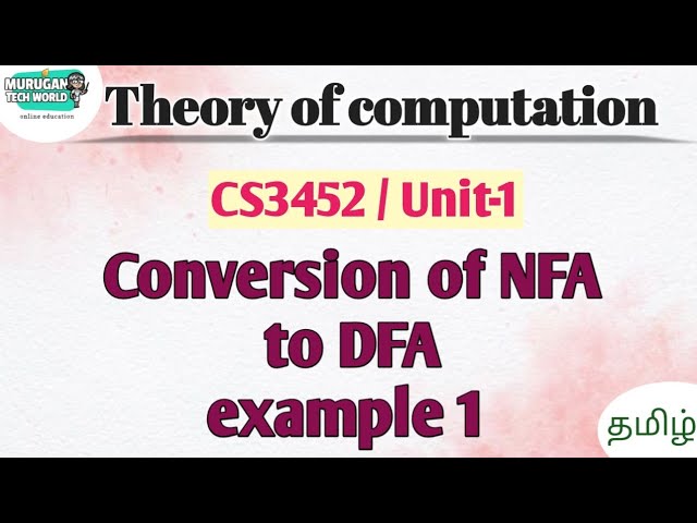 Conversion of NFA to DFA example 1 in theory of computation tamil||CS3452||TOC. #theoryofcomputation