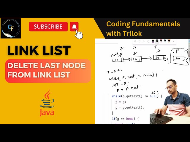 How to Delete last node in the link list || Delete a node || Code in Java || In Hindi