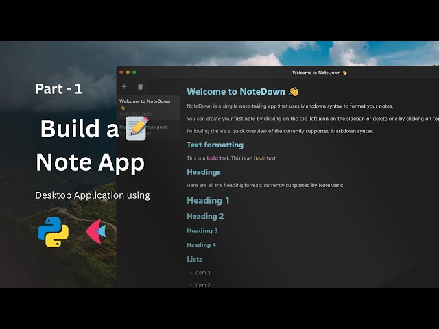 NoteDown 📝 | Markdown Note-Taking App Built with Python & Flet! | Part - 1