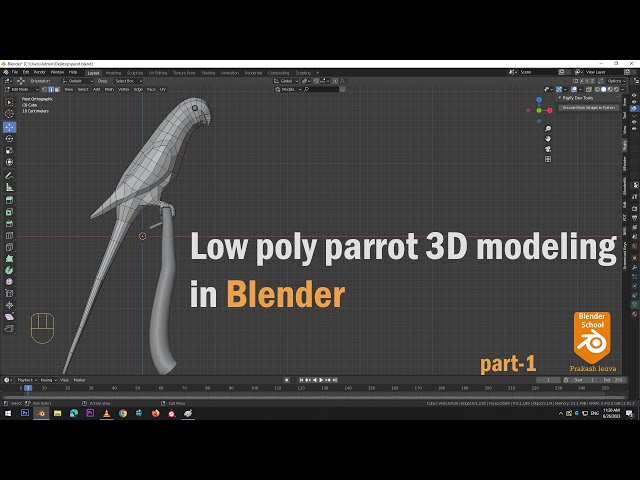 Low Poly Parrot 3d model in blender/bird